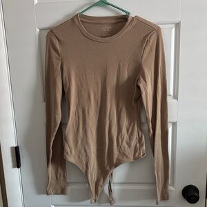 American Eagle Outfitters Beige Long Sleeve Bodysuit